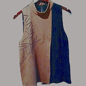 - - EXPLOSION etched suede sleeveless top